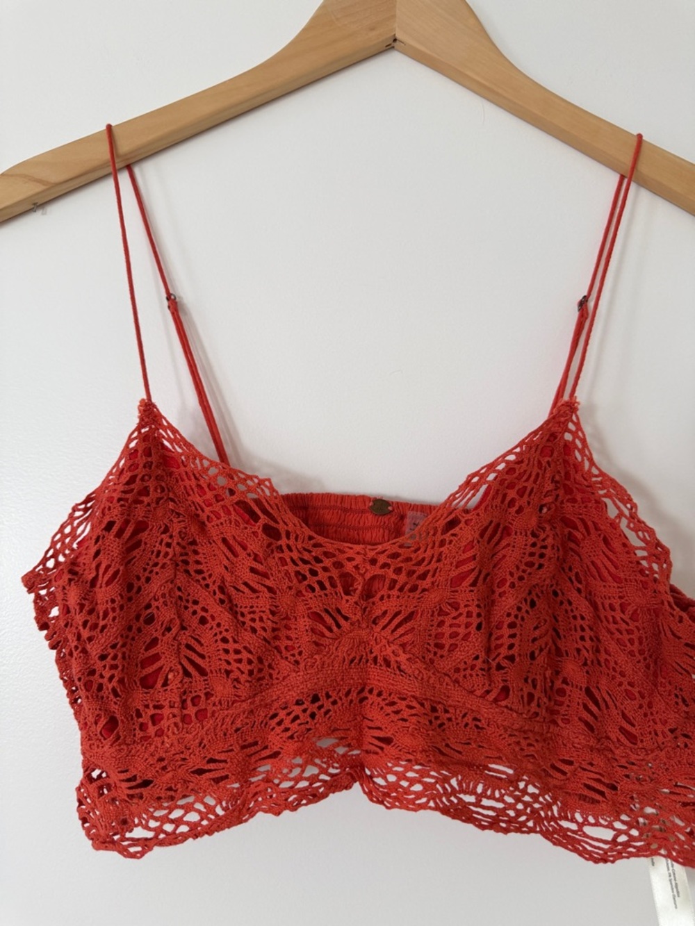 Free People Red/Orange Crochet Lace Bralette Top